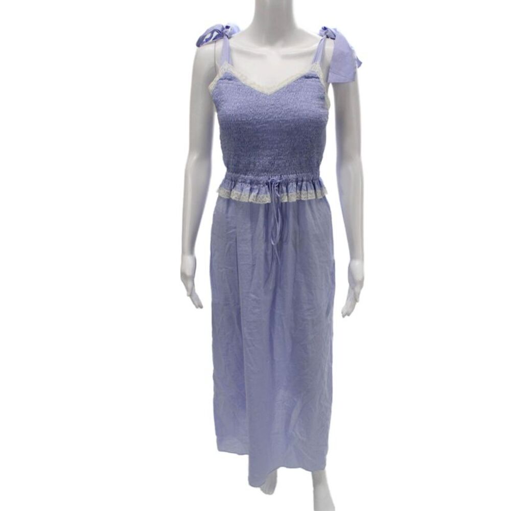 Loretta Caponi Womens Purple Maxi Dress V-Neck Sleeveless 100% Cotton Size XL